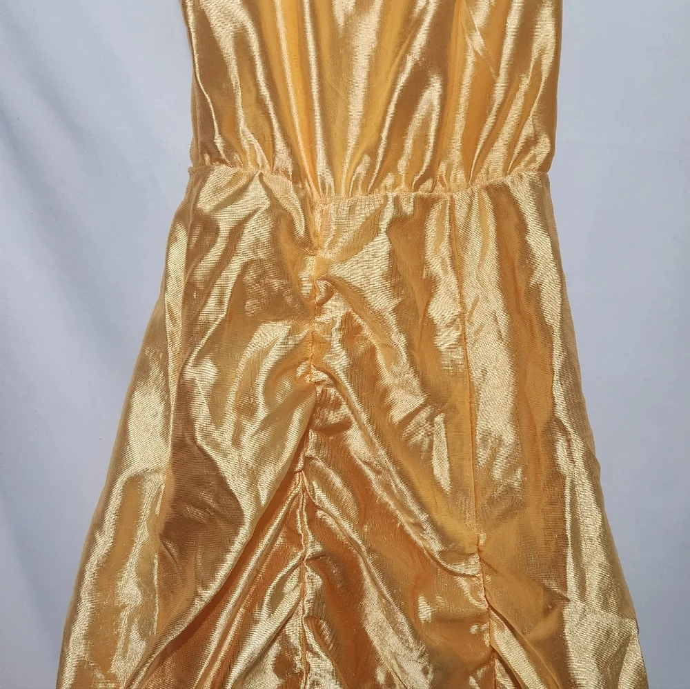 90s Disney Belle Beauty & Beast Shiny Golden Yellow Ball Gown Costume. Size 7-10